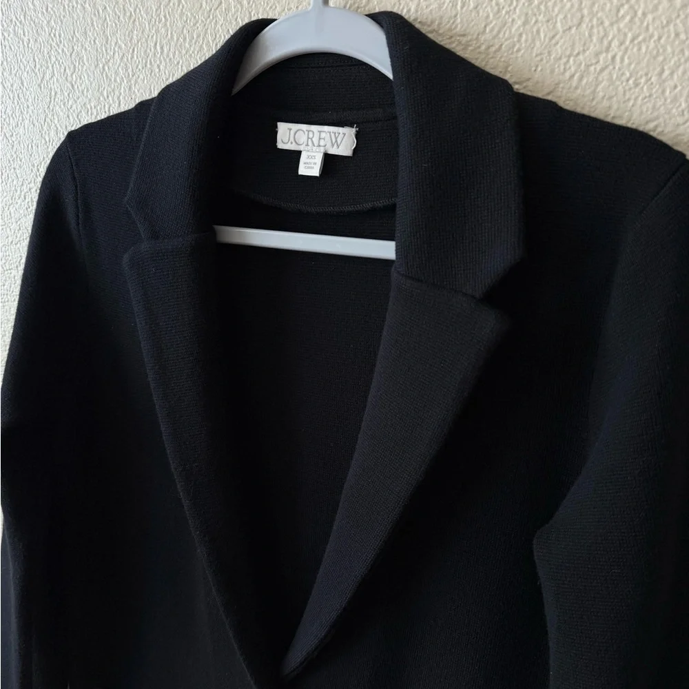 J. Crew Merino Wool Blend Cecile Relaxed Sweater Blazer Black XXS